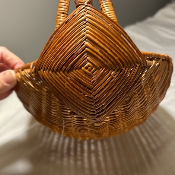 Vintage Oval Handled Gathering Storage Basket Hand Woven~Boho~14" x9"x11" High - Picture 6 of 11